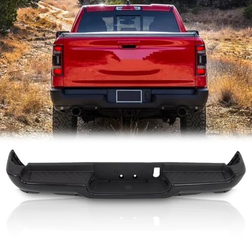 Rear Bumper Compatible with Ram 1500 2019 2020 2021 2022 2023 2024 Bumper Fits Ram 1500 with Dual Exhuast OE Replacement Rear Bumper Black