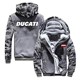Sudadera con Capucha Y Forro Térmico para Hombre para Ducati Cárdigan De Color En Contraste con Bolsillo Hoodswop Outwear Tops Abrigos con Cremallera-Camo-A||XXL