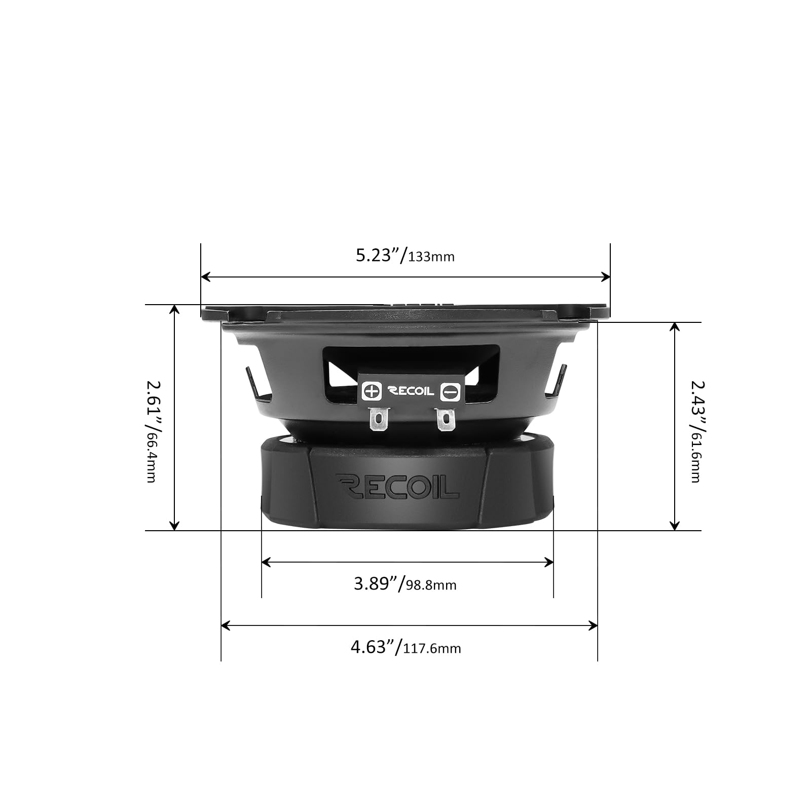 RECOIL MS525-4P Haut-parleurs Médium Voiture Pro Audio 13cm (5.25") | 320W Max, 160W RMS, 4 Ohms, Bobine Kapton 2,5cm, Aimant Ferrite – Paire