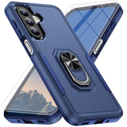 Bonkier for Samsung Galaxy A27 5G Phone Case [15 FT Military Grade Drop Protection] with 2x Tempered Glass Screen Protector, Heavy-Duty Shockproof Magnetic Kickstand Case for Galaxy A27 5G (Dark Blue)