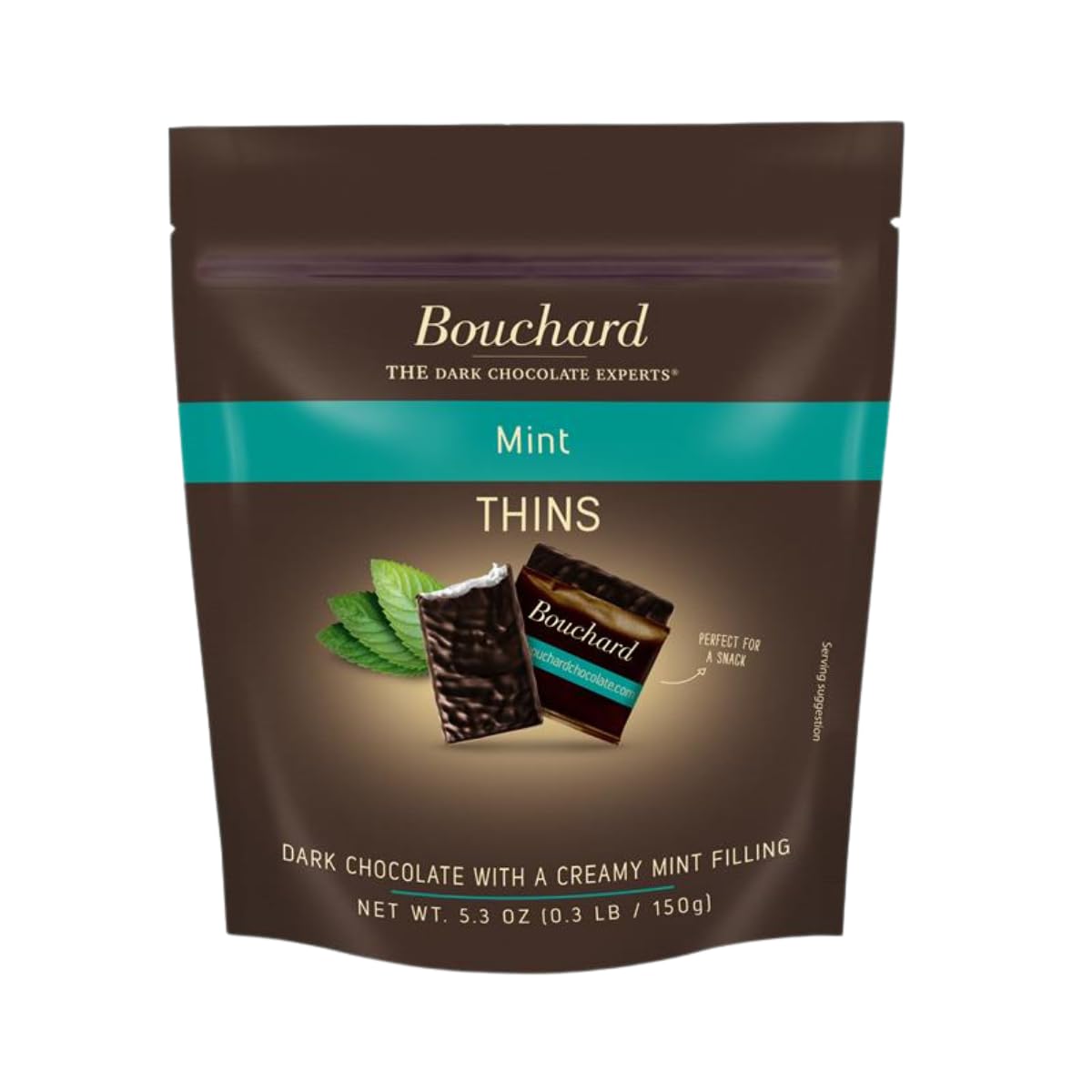 Bouchard Dark Chocolate Mint Thins (72% Cacao) 5.3 OZ (.3 LB/150g) (Pack of 3)