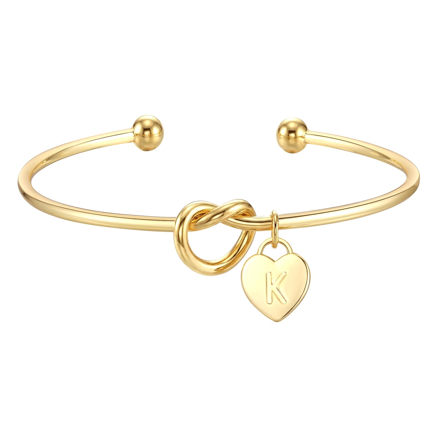 ZOERAY Armband Damen Gold Silber Wasserfest 18K Vergoldet Armreif Silber Knoten Armband mit Buchstaben Anhänger Herz Armbänder Armkette Schmuck Personalisierte Geschenke für Frauen Mädchen Freundin