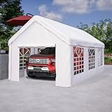 Hommdiy Carport Zeltgarage 3x6 m – Großes Garagenzelt Winterfest mit Roll-up-Tür für Auto, SUV & LKW – Abnehmbare Seitenwände und Dach
