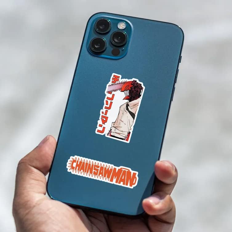 Image of 50+PCS Anime Chainsaw Man Stickers - Waterproof Vinyl Stickers for Laptop, Journal, Mobile, Guitar, Luggage & More | Durable & Residue-Free