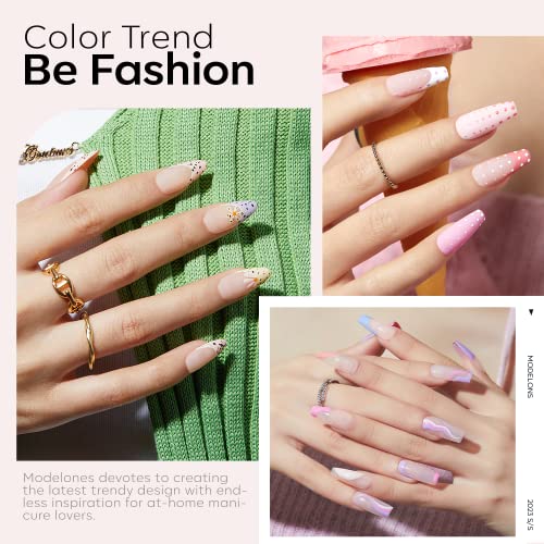 Modelones Gel Nail Polish Set, 21 Colors Neutral Nude Gray Pink Solid Gel Polish Brown Blue Black Glitter Pudding Gel W/Nail Art Brush Upgraded Crème Manicure Palette Soak Off Led Diy Mothers Day Gift #TOP5