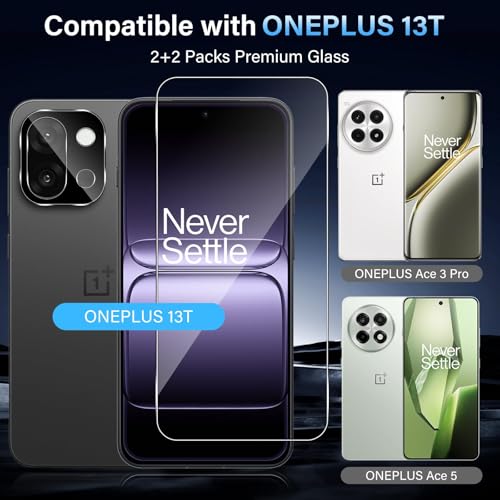 Image of PreCure (2+2) Screen Protector for Oneplus 13T with Black Camera Lens Protection, 3D Anti-Scratch Tempered Glass Film, 9H Hardness Glass Screen Protector