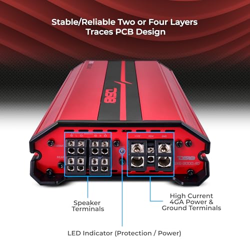 DS18 SXE-3000.4D/RD Car Amplifier Stereo Full-Range Class D 4-Channel 200x4 RMS @4 OHM 3000 Watts - Powerful and Compact Amp for Speakers in Car Audio System - image 5