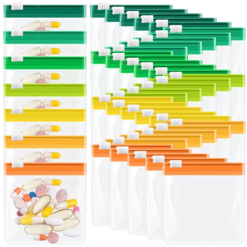 Image of Sherr 3 x 3 Inch Yellow Green Blank Style 35 Pcs Pill Pouch Bags