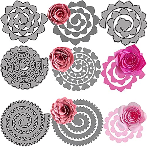 4 troqueles de corte de metal en espiral con flores en 3D para hacer tarjetas, manualidades,plantilla,troquelado,plantilla,molde,manualidades,manualidades hechas a mano,álbumes de recortes,4 unidades Cover