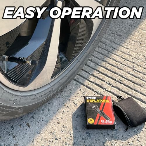Handfly Desinfladores de pneu, kit de deflator de pneu de parada automática ajustável de 4 peças 10-