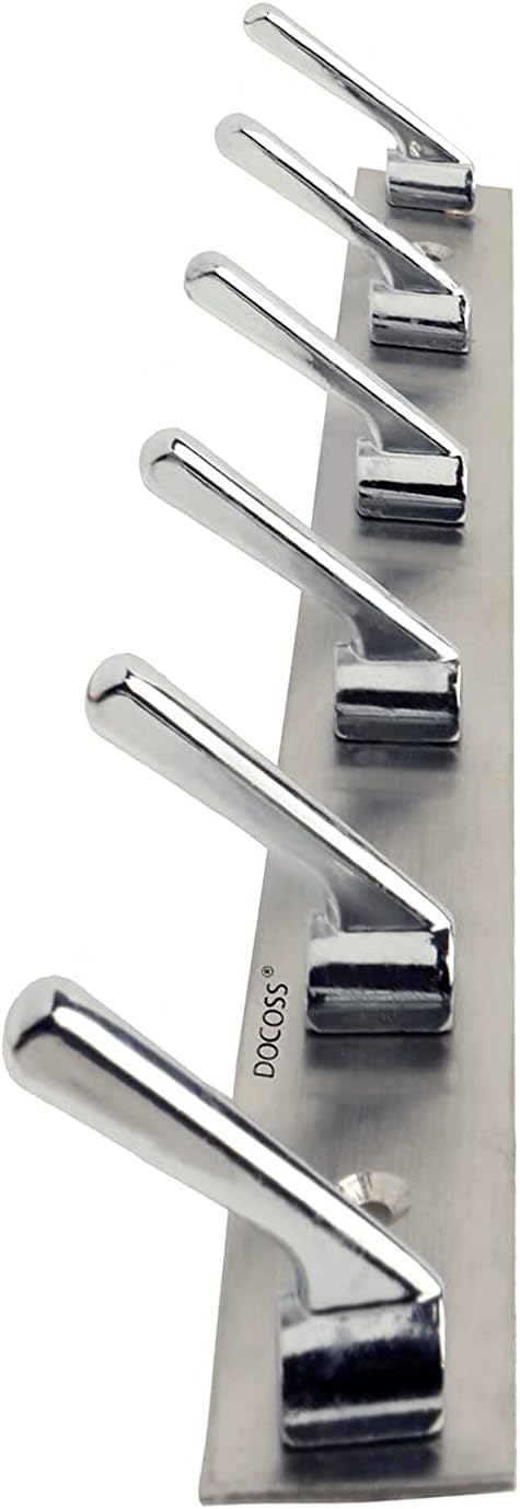 DOCOSS Stainless Steel Wall Hooks for Hanging Cloth and Towel Hangers for Wall Hook,Door Hangers,Hook Rail Pack of 2, Silver