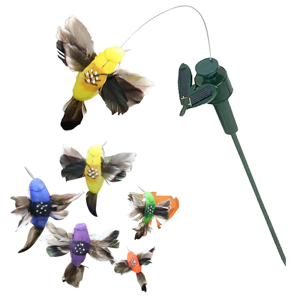 SEIWEI Mariposa para jardín, 2 unidades, funciona con energía solar/funciona con pilas, decorativa, colibrí volador, mariposa, simulación de pájaro para jardín, patio, plantas, flores, decoración de