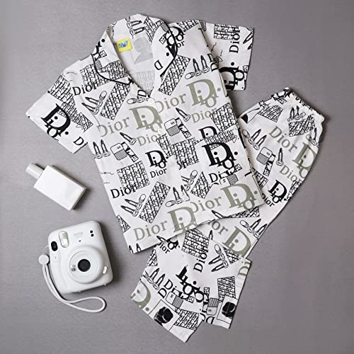 Image of A Little Swag Cotton Printed Night Dress Soft Night Suit Sleepwear Nightwear Set Unisex Kids Wear