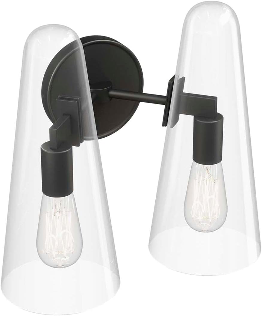 Beacon 2-Light Wall Sconce in Clear Black