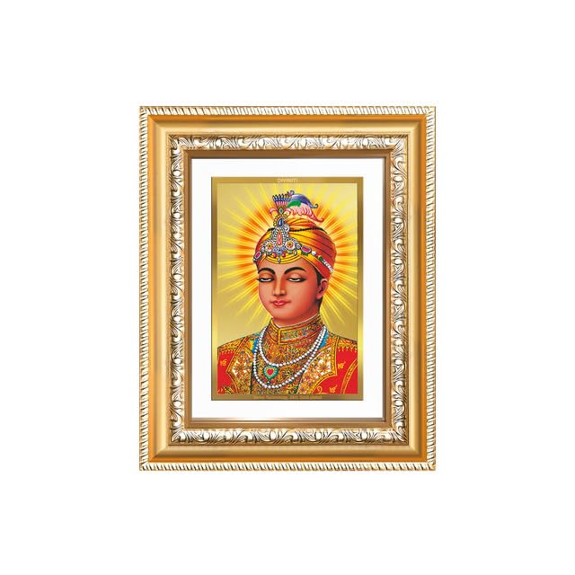 Image of DIVINITI Guru Harkrishan Sahib Ji 24K Gold Plated Foil Wall and Tabletop Photo Frame for Home Decor, Puja Room, Luxury Gifting | DG Frame 112 S2 (21.5x17.5 CM)
