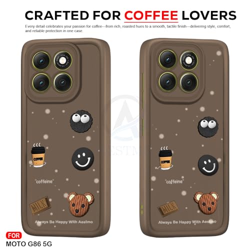 Image of AESTMO Back Case Cover for Motorola Moto G86 5G Cover | Cute Fun Cartoon 3D Ball | Coffee Silicone Case | Full Body Protection | Camera Protection Back Cover for Motorola Moto G86 5G (Brown)