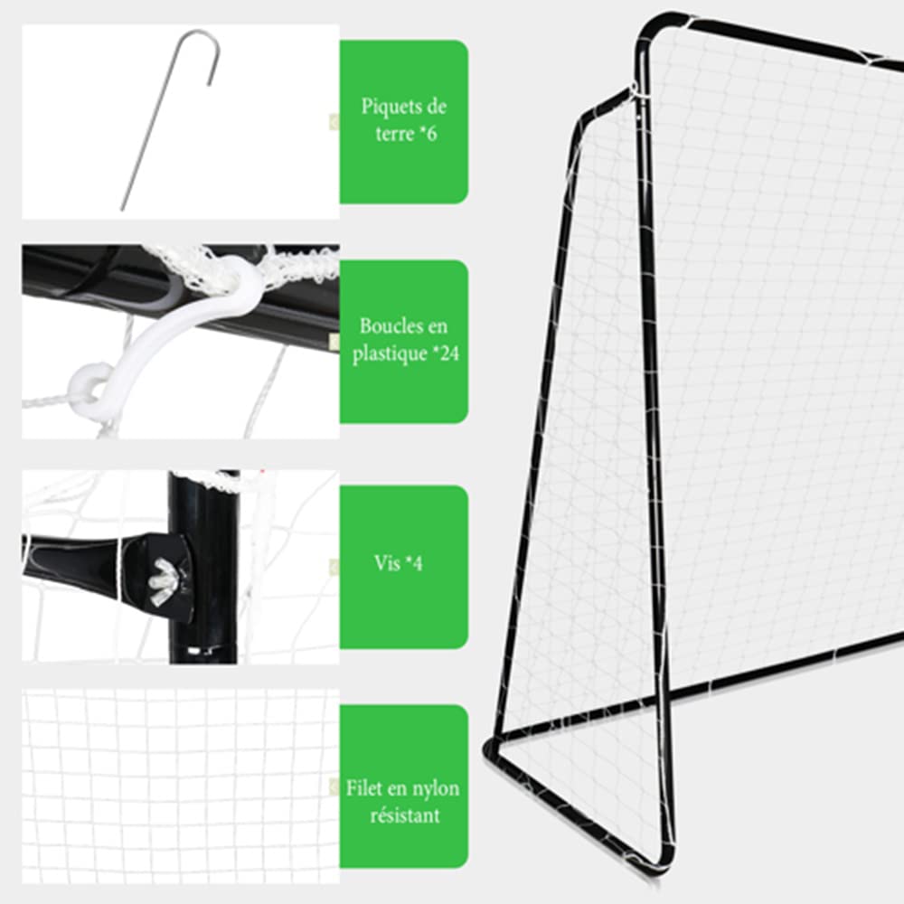 Outvita But de Foot Cage de Foot pour Enfants 300 x 200 x 120 cm, Filet de Football pour Jardin/Cour/Parc/Plage - Noir