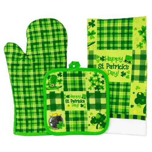 St. Patrick's Day Kitchen Kitchen Towel, Oven Mitt & Potholder 3-Piece Set