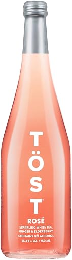 TOST Rose Sparkling White Tea, Ginger and Elderberry, 25.4 FZ
