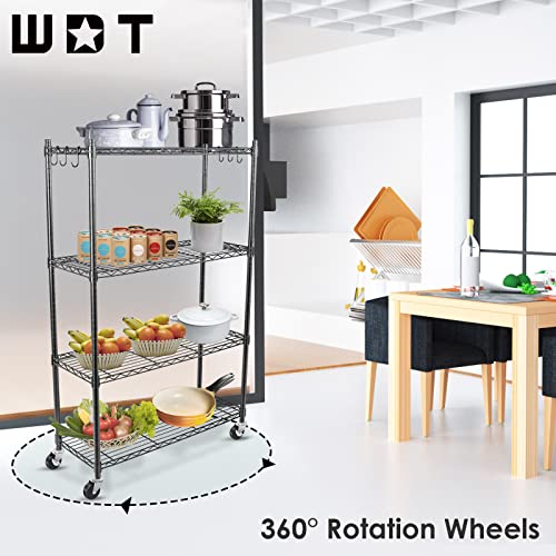 Image of WDT Shelving Storage Units on Wheels Casters, Adjustable Heavy Duty Metal Shelf Wire Storage Rack for Home Office Garage Kitchen Bathroom Organization,36 inch Wx14 Dx57 H