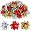 jijAcraft Fiocco arancione autoadesivo: 9 x 8,5 cm, piccolo fiocco regalo con filo, 24 pezzi fiocchi decorativi pronti per compleanno, fiocchi di raso per Halloween, Pasqua, festa a tema estiva
