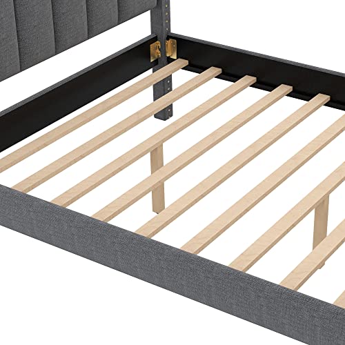 Citylight Queen Size Upholstery Canopy Platform Bed With Headboard,Queen Platform Bed Frame With Slat Support Legs For Teens Adults, No Box Spring Needed (Queen,Gray) #TOP7