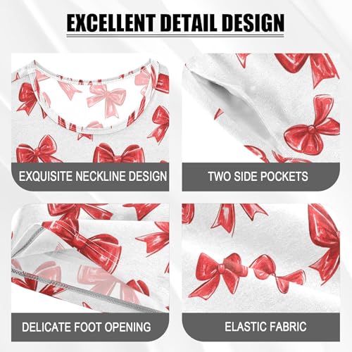 Red Bows Pajama Set Pajamas Sleepwear Nightwear Loungewear Clothes Set B04051444