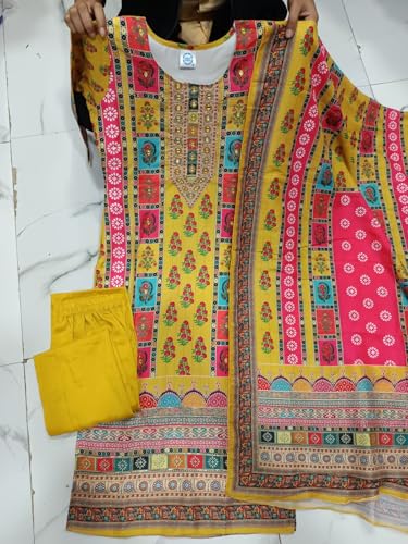 Image of Viscose Muslin womens kurta set with dupatta /womens kurta set with dupatta