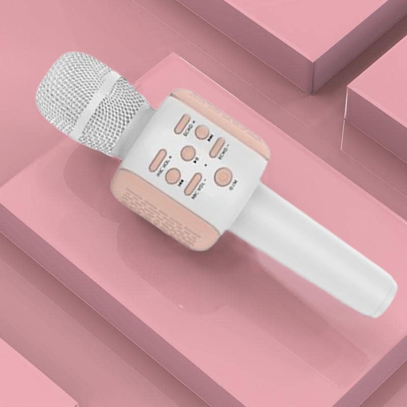 Image of VIL Wireless with LED RGB Light Mic Speaker Handheld Mike Karaoke Mic Music Player Singing Recorder KTV Microphone Wireless (Mike Pink)