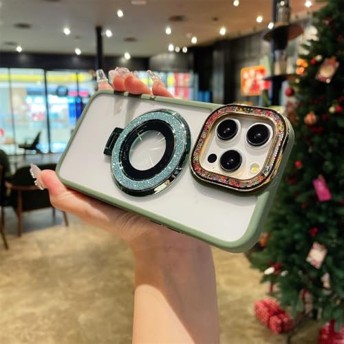 Coque de téléphone magnétique antichoc pailletée verte pour iPhone 13 Pro Max