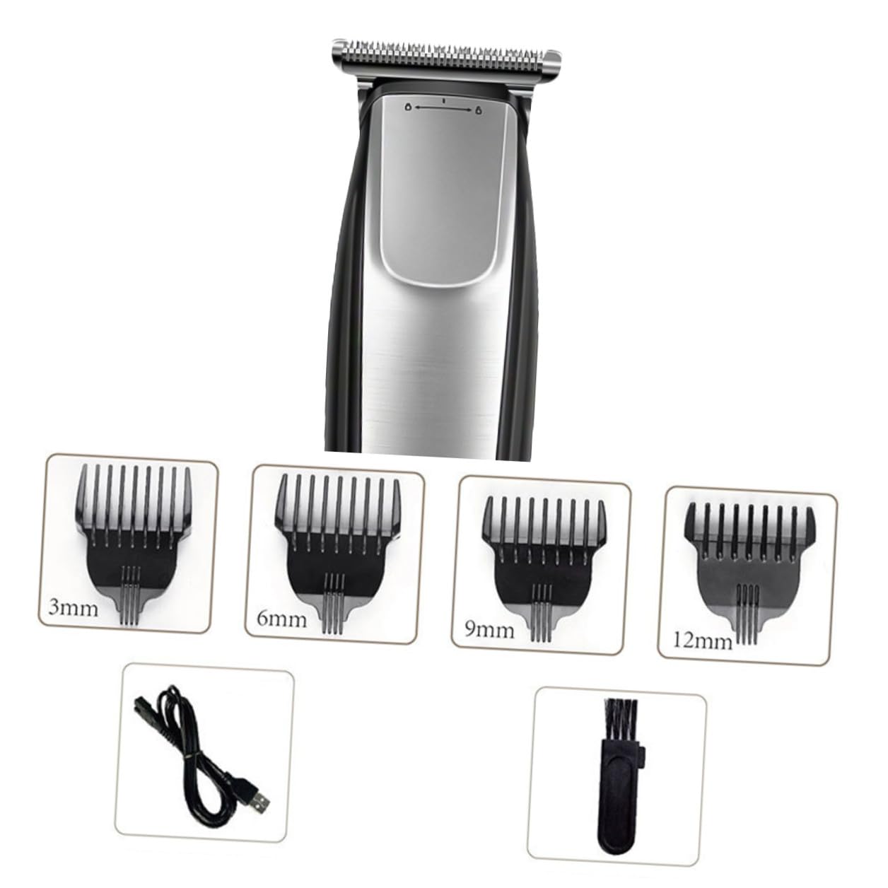 Alipis USB Wiederaufladbarer Haarschneider Silber Elektrischer Haarschneider mit Laufzeit Inkl Verschiedene Aufsteckkämme Kabelloser Trimmer für Haar und Bartpflege Professionell für