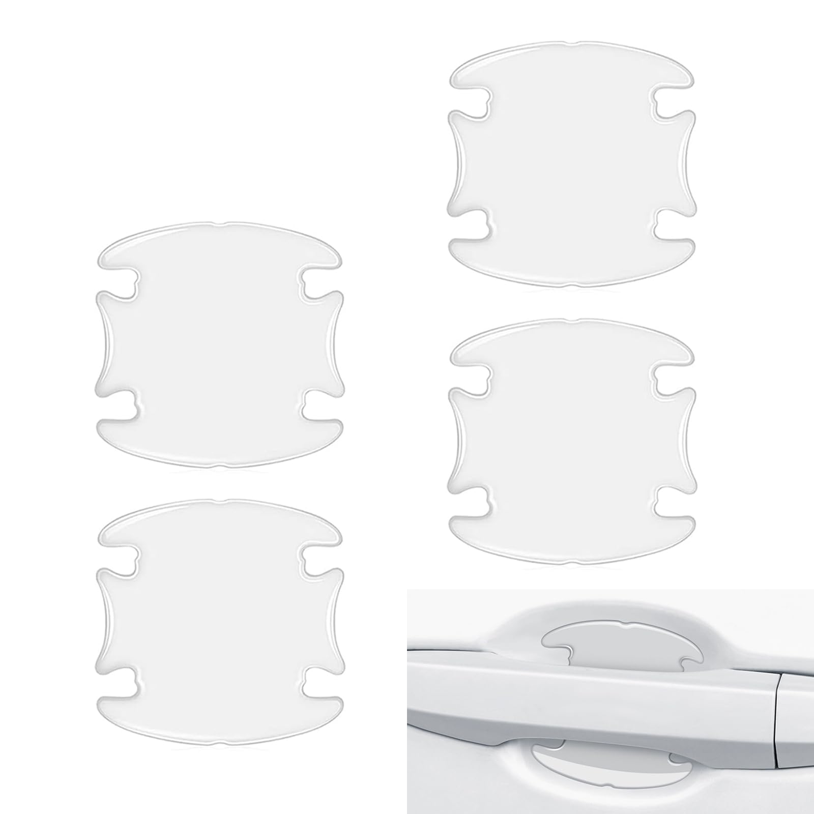 Car Door Bowl Film Combination Set, Self-Adhesive High-Elastic Door Edge Paint Protection Film Sticker, Decorative Modification Accessories, Suitable for Most Car Models (Transparent)