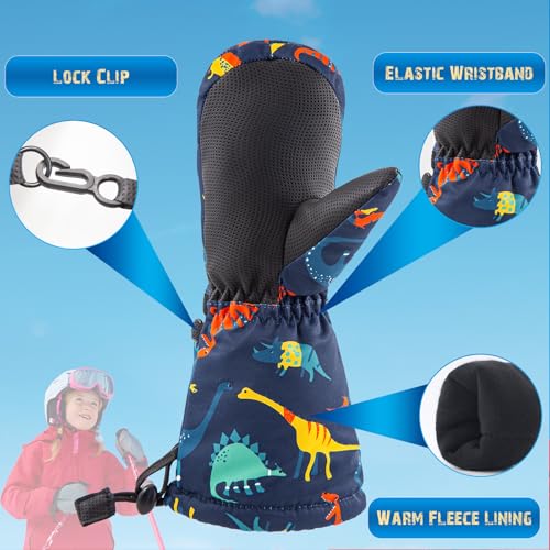 Image of BAVST Winter Kids Waterproof Gloves for Boys Girls Snow Ski Toddler Baby Mittens Outdoor for Infant Teens 1-5T