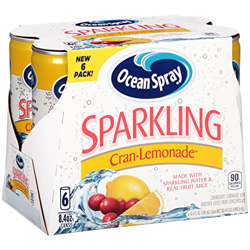 Ocean Spray Sparkling Juice, Cranberry Lemonade, 8.4 Ounce, 6 cans