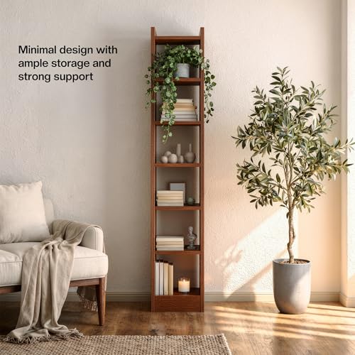 Image of Green Soul Alba 7 Shelves Engineered Wood Book Shelf | Multipurpose Wooden Bookshelf for Home, Bedroom, Living Room, Study Room, Kids Room | Organizer | Storage | 3 Year Warranty (Rolex Brown)