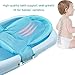 Baby Bath Tub Portable Non-slip Mesh Bathtub Newborn Infants Toddlers Spine Protection Pad Folding Bath Mat Bath Tub Seat Support Baby Sink Bath Pad Shower Support for Boys Girls Age 0-3 (Blue)