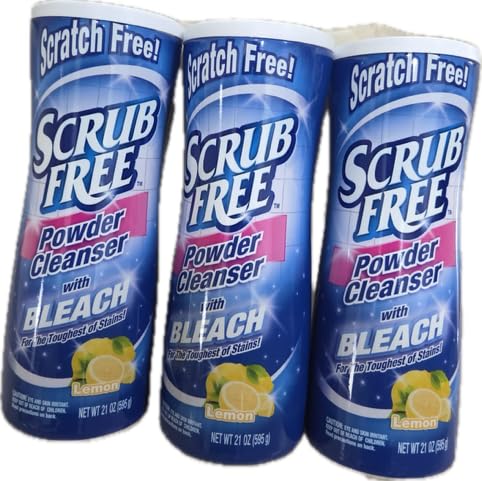 Powder Cleanser With Bleach- Lemon Scented- Scratch Free, Scrub Free- (3 pk Total 63 ounces)