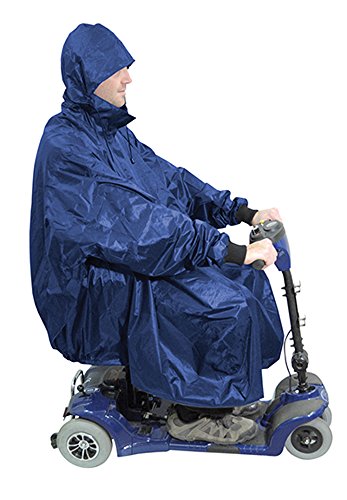 Aidapt Waterproof Scooter Poncho Full Weather Protection, Showers, Rain, Cold, Drawstring Hood, Elasticated Cuffs, Universal Sizing,Mobility,Elderly,Cape,Windproof,Coverall,Disability,Navy Blue - Image 3