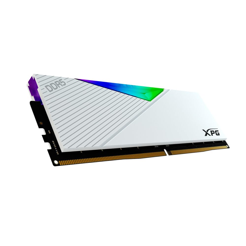 Memoria XPG D500G Lancer RGB DDR5, bianco: 32 GB (16 x 2) 6000 MHz C28 | RAM DDR5 ad alta velocità, Intel XMP 3.0 e AMD EXPO, illuminazione RGB, dissipatore di calore