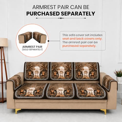 Image of Homerz Premium 'Luxe Series' Sofa Cover | Holland Velvet Fabric | Smooth Finish | Anti-Slip Fleece Backing Couch Protector (Maharaja, 3 Seater, Seat Cover with Backrest)