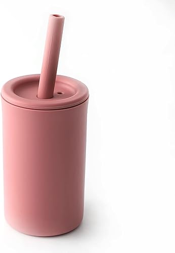 Vaso con popote para niños pequeños, taza de entrenamiento de silicona de grado alimenticio para bebé, viene con cepillo para pajilla, sin BPA, 7