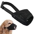 Dog Muzzle Soft Mesh Muzzle - Adjustable Breathable Dog Muzzle, Dog Mask, Mouth Cover for Anti-Biting Anti-Barking, Allows Panting Drinking (Black, Size L)