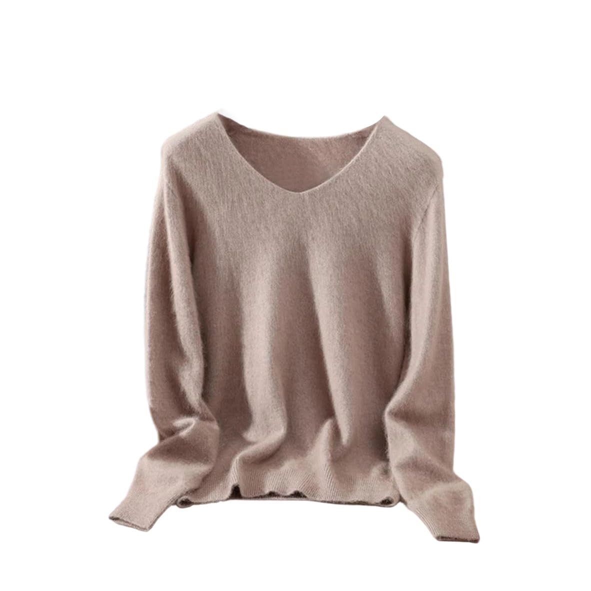 Womens 100 Percent Cashmere Sweater V-Neck Pullover Soft Warm Winter Knit Jumper Top