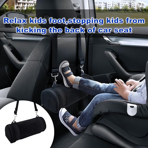 Image of Car Seat Foot Rest,Car Seat Foot Rest for Kids-Booster Seat Foot Rest-Convenient Car Accessories for Kids - Supportive Car Seat Leg Rest Pillow for Toddlers - Long Adjustable Strap (Black)