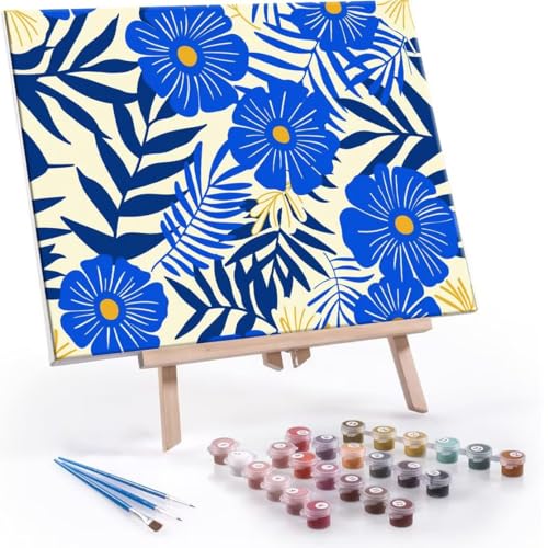 数字油絵 数字塗り絵 デジタル油絵 花 数字キットでペイントブラシとアクリル絵の具が入, 大人の子供のためのギフト Paint by Numbers 手塗り DIY 数字によるアクリル 水彩絵画インテリア リビング装飾 35x50cm (フレームレス) J