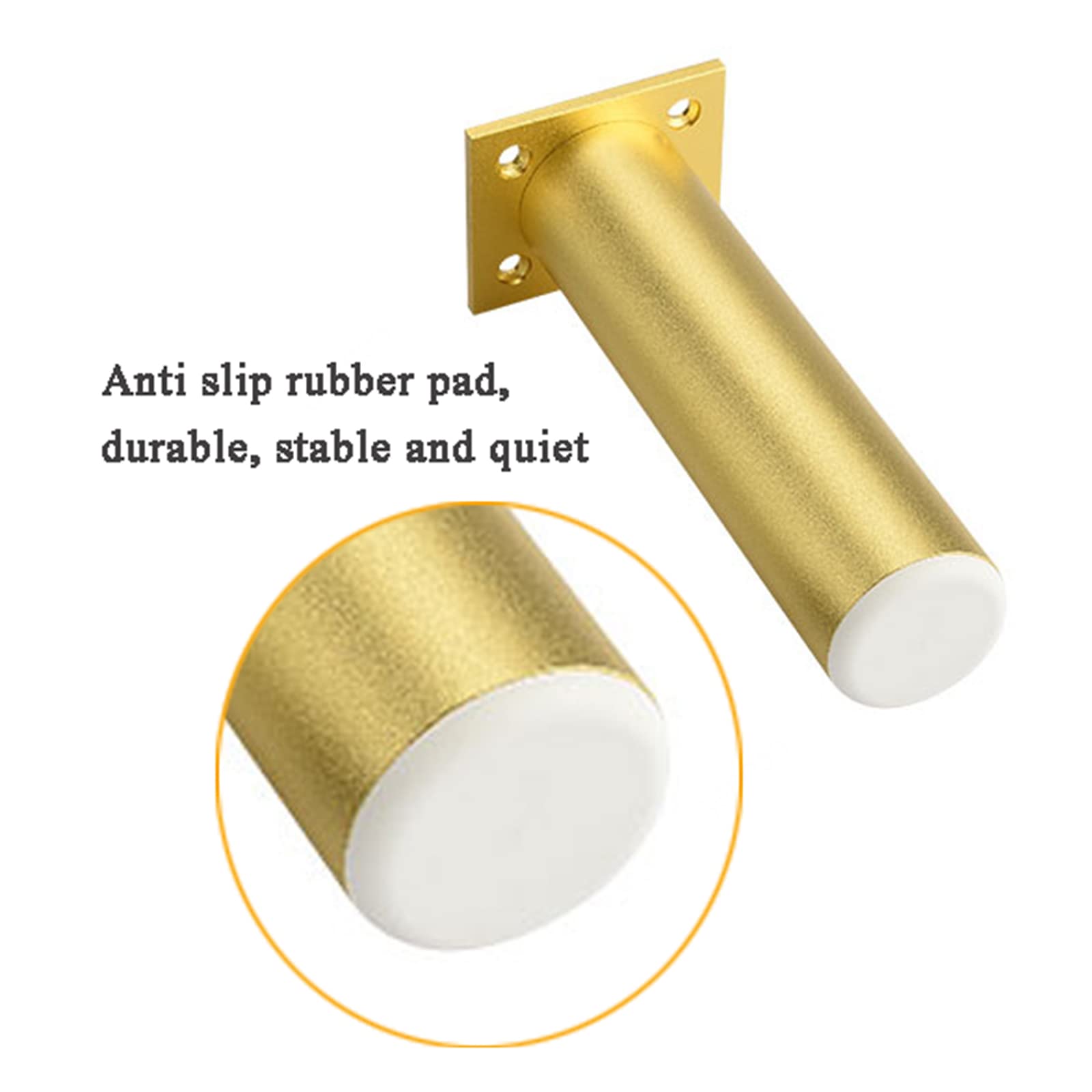 4 Pezzi Gambe mobili,Gambe Moderne del Divano del Metallo,Piedi di Supporto del gabinetto,Gamba di Ricambio del Divano,(Oro) Heavy Duty Table Legs,25cm/10in