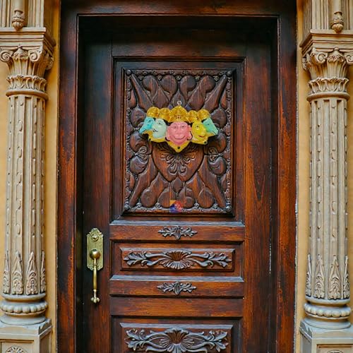 Image of panchmukhi Hanuman for Door Entrance | Hanuman Ji Idol | Figurines Sculpture Bajrang Bali Idol (18 x 10 cm) - (Orange)