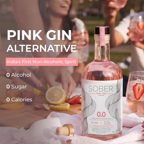 Image of SOBER Pink Gin Alternative | 0.0% ABV Zero Alcohol Drink | Premium Non Alcoholic Gin | Strawberry Raspberry Rose Notes | Sugar Free Zero Calorie | 750ml
