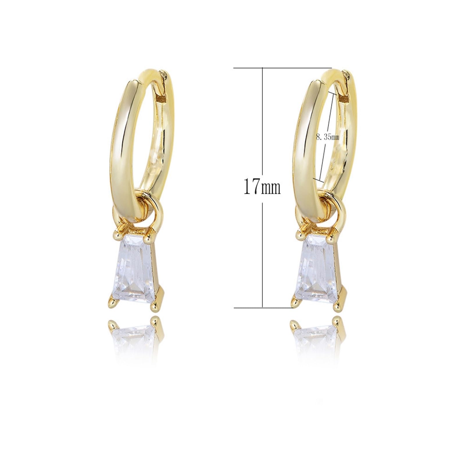 Pendientes de aro de oro blanco/amarillo/platino para mujer con moissanita blanca, aretes minimalistas para mujer dorados