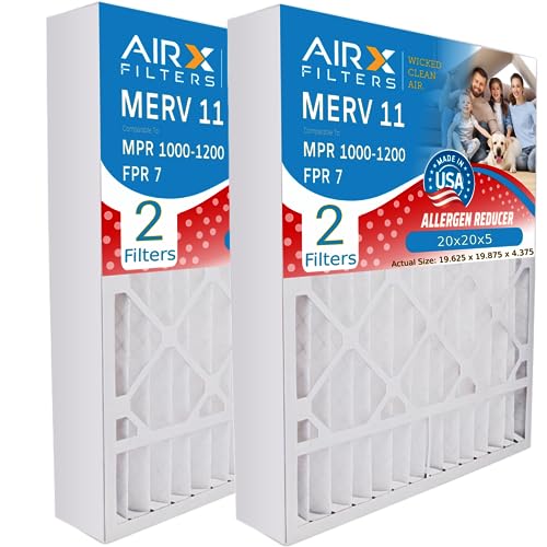 AIRX FILTERS WICKED CLEAN AIR. 20x20x5 Air Filter MERV 11 Compatible with Lennox X0585 Air Filter 2 Pack